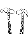 two giraffes wearing Christmas heads